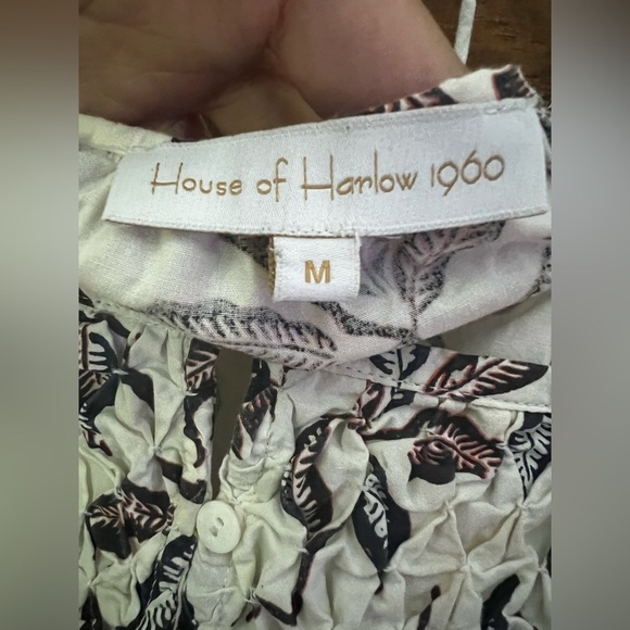 House of Harlow 1960‎ Floral Peasant Bohemian Puff Sleeve Mini Dress Size Medium - Picture 6 of 10